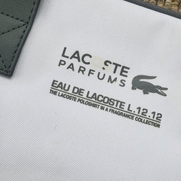Lacoste Parfum L12-12 Duffle Bag Gym Weekend Bag Large White Gray - Picture 3 of 9